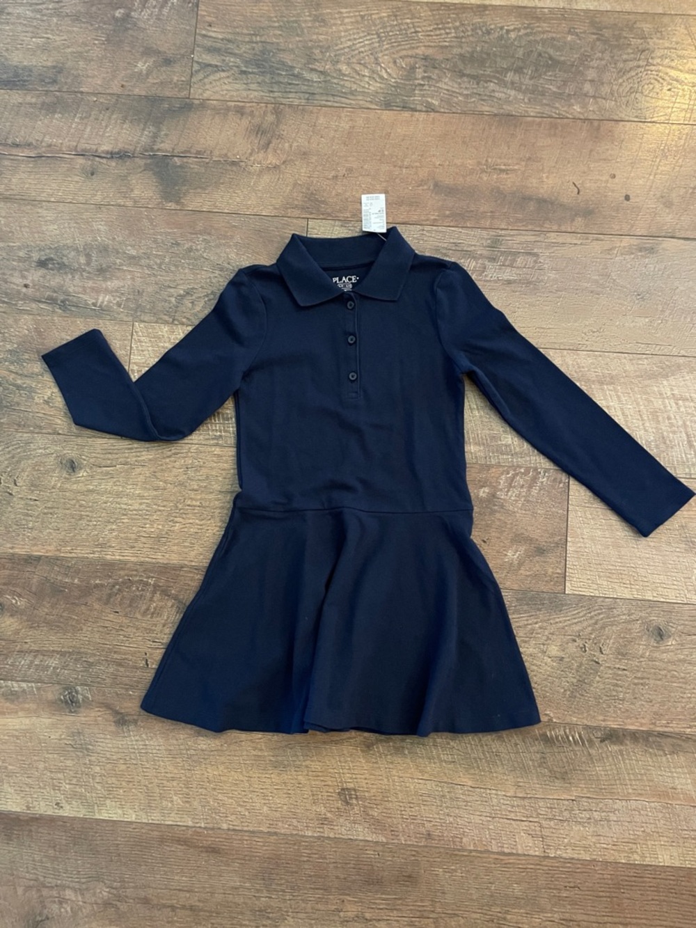 New The Children's Place Navy Long-Sleeve Polo Skater Dress S/P 5/6 #010